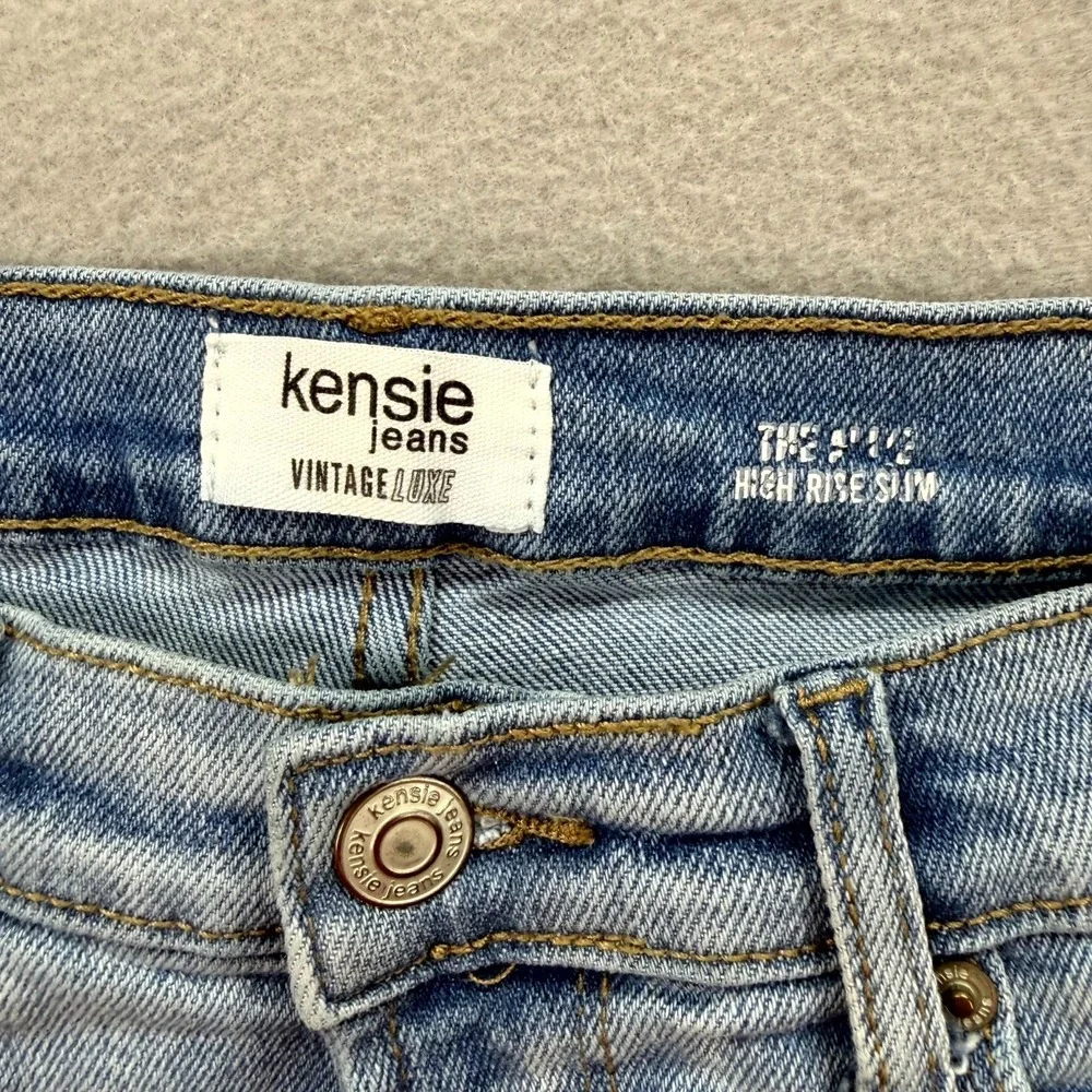 Kensie Jeans Women 8/29 Blue Pants Distress Vintage Luxe The Ella High Rise Slim